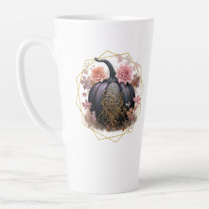Taza De Café Latte Monograma floral de cosecha