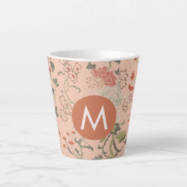 Taza De Café Latte Monograma floral de moda