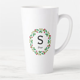 Taza De Café Latte Monograma inicial - Navidades