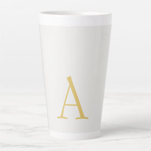 Taza De Café Latte Monograma inicial profesional en color dorado y pa