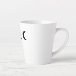 Taza De Café Latte Monograma moderno de luna creciente blanco y negro