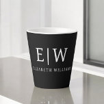 Taza De Café Latte Monograma moderno Minimalista negro y blanco<br><div class="desc">Presentamos nuestra Colección de Monogramas Modernos Minimalistas en Blanco y Negro: Adopte la simplicidad y la sofisticación con nuestros diseños minimalistas, curados para elevar su estilo sin esfuerzo. Esta colección, elaborada con gran interés para la estética moderna, presenta elegantes diseños en blanco y negro acentuados por monogramas personalizados. Desde papel...</div>