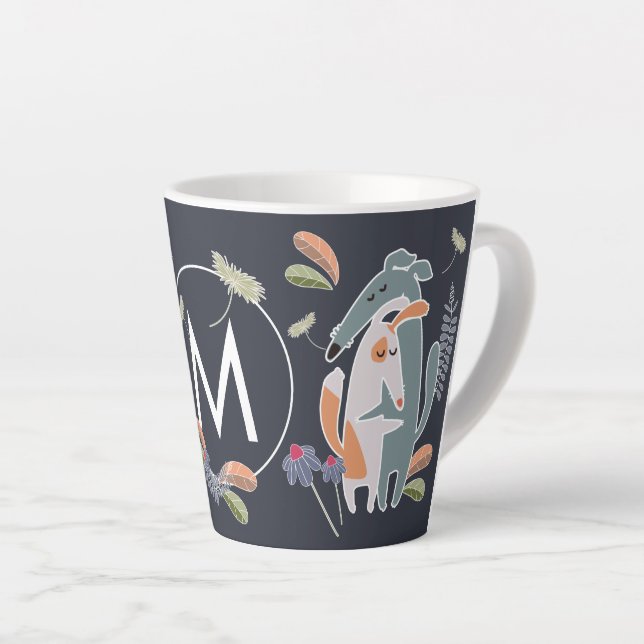 Taza De Café Latte Monograma perro podenco y Personalizado de Galgo (Ángulo derecho)