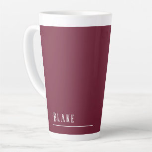 Taza De Café Latte Monograma personalizado, burgundy moderno