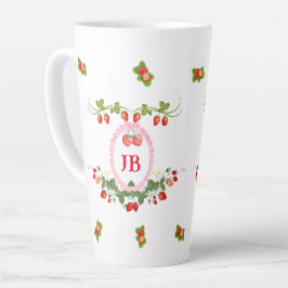 Taza De Café Latte Monograma Personalizado de Fresa