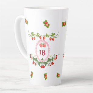 Taza De Café Latte Monograma Personalizado de Fresa