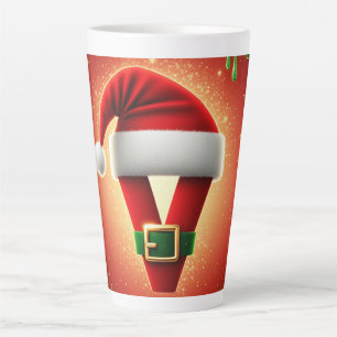 Taza De Café Latte Monograma personalizado de Navidad V con sombrero