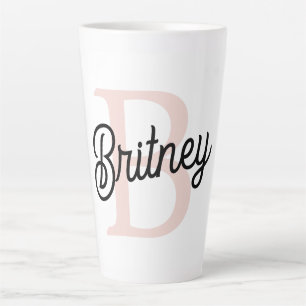 Taza De Café Latte Monograma personalizado moderno y nombre Pastel ro
