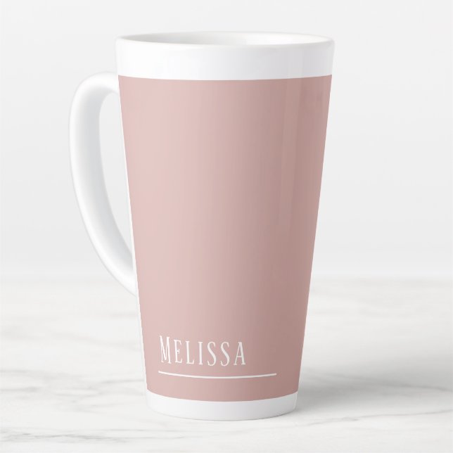 Taza De Café Latte Monograma personalizado, rosa moderno (Ángulo izquierdo)