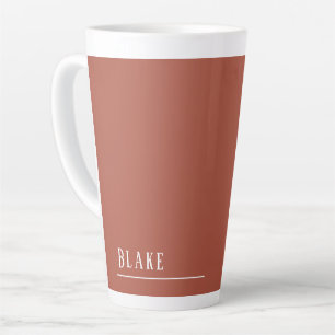 Taza De Café Latte monograma personalizado, terracota moderna tan