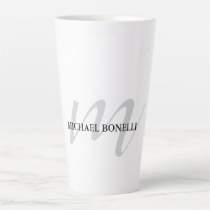 Taza De Café Latte Monograma profesional de caligrafía clásica