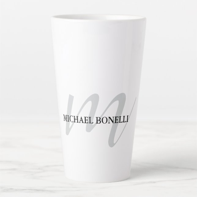 Taza De Café Latte Monograma profesional de caligrafía clásica (Anverso)