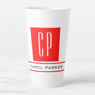Taza De Café Latte Monograma profesional moderno Nombre simple