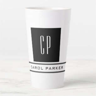 Taza De Café Latte Monograma profesional moderno Nombre simple