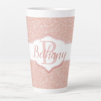 Taza De Café Latte Monograma Purpurina rosa