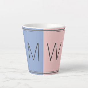 Taza De Café Latte Monograma rosa azul de la cita cristiana