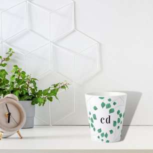 Taza De Café Latte Monograma verde vegetal