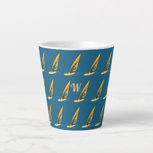 Taza De Café Latte Monograma Windsurf Latte Mug