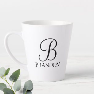 Taza De Café Latte Monograma y nombre de guión personalizado clásic