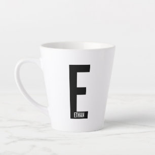 Taza De Café Latte Monograma y nombre negrita personalizado moderno