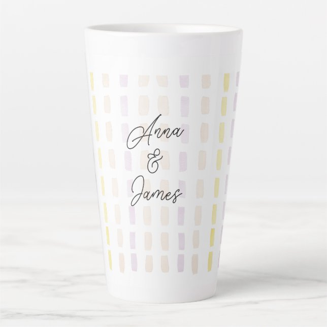 Taza De Café Latte Monogramación de la acuarela geométrica de la ofic (Anverso)