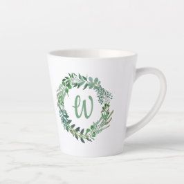 Taza De Café Latte Monogramación de la corona verde