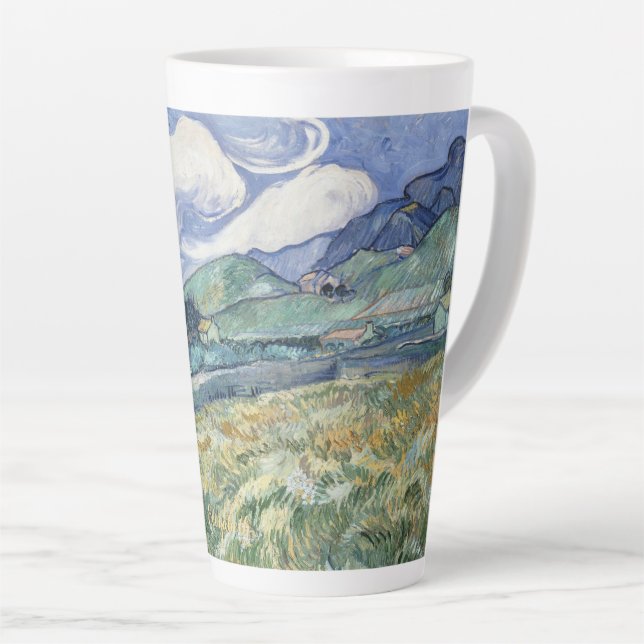 Taza De Café Latte Monogramo de arte del paisaje Vincent Van Gogh Vin (Ángulo derecho)