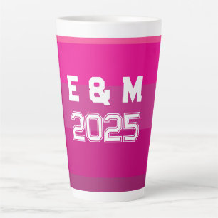 Taza De Café Latte Monogramo de personalizable y años