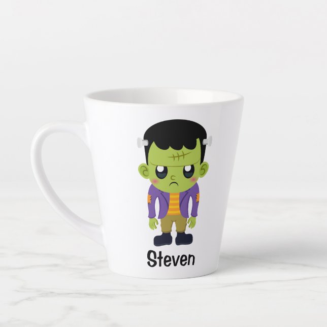 Taza De Café Latte Monstruo de Frankenstein verde de Halloween (Izquierda)