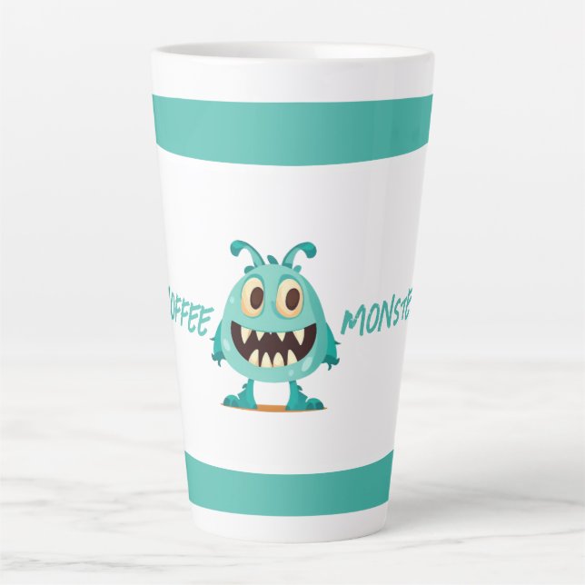 Taza De Café Latte Monstruo/Extranjero/Personalizado/Azul (Anverso)