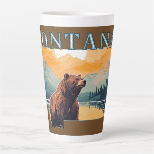 Taza De Café Latte Montana Contorno Oso Montañas