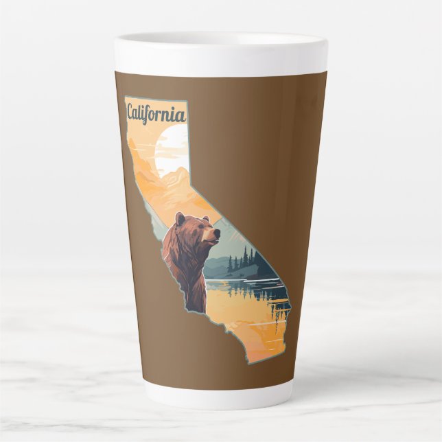 Taza De Café Latte Montañas de Oso de Contorno de California (Anverso)