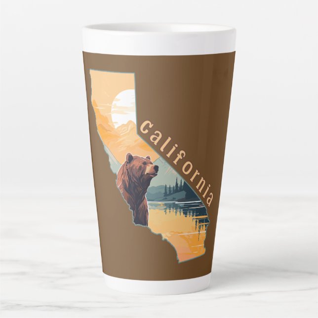 Taza De Café Latte Montañas de Oso de Contorno de California (Anverso)