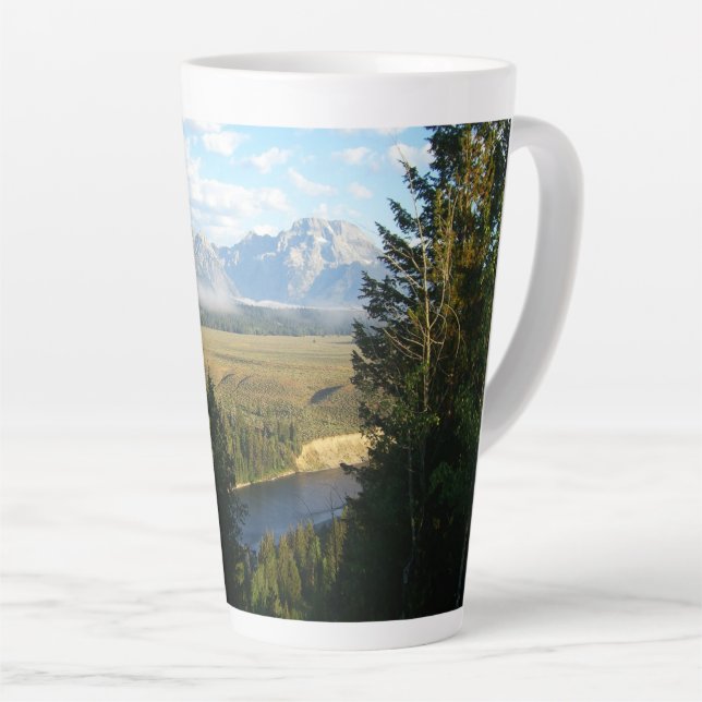 Taza De Café Latte Montañas y río de Jackson Hole (Ángulo derecho)