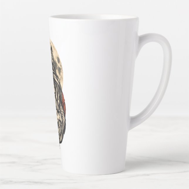 Taza De Café Latte Moonbound Guardian She of the Wolf Moon Lunar Wolf (Derecha)