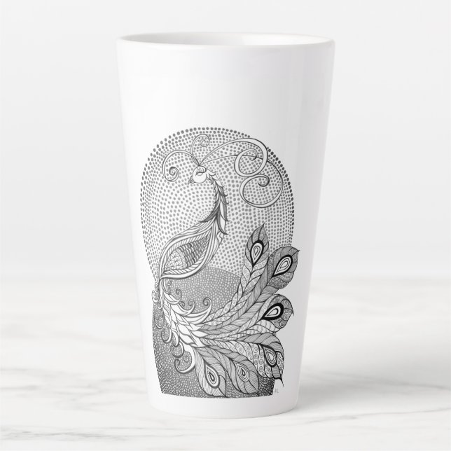Taza De Café Latte Moonlight Peacock (Anverso)