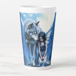 Taza De Café Latte Moonlit Bond – The Wolf and the Gothic Fairy.  