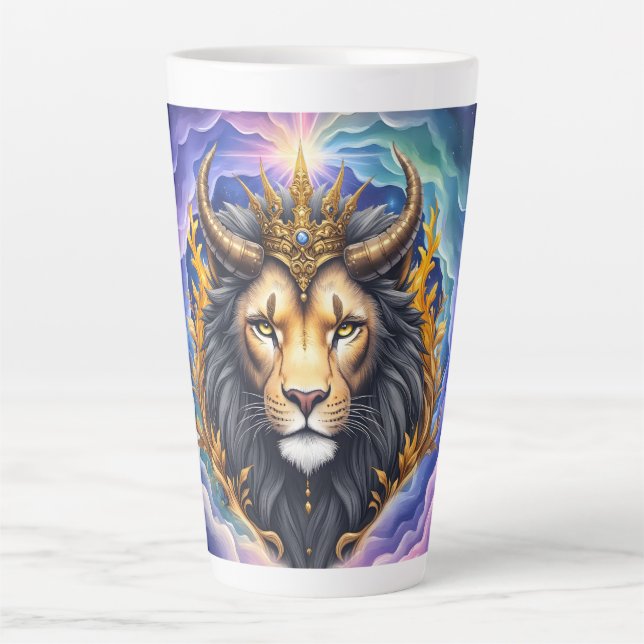 Taza De Café Latte Moonlit Guardians – Cosmic lion. (Anverso)