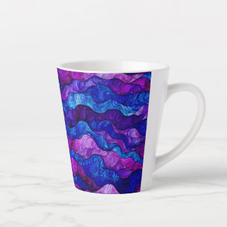 Taza De Café Latte Morado acuarela abstracto ripples mugre