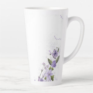 Taza De Café Latte Morado Floral