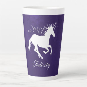 Taza De Café Latte Morado Unicornio Personalizado Latte Mug