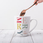 Taza De Café Latte Morera y luminosidad de color moderno | Felices fi<br><div class="desc">Morera y luminosidad de color moderno | Felices fiestas</div>