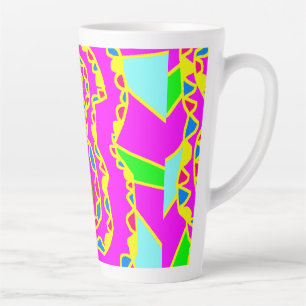 Taza De Café Latte mosaico alrededor de patrones de arte de bonito