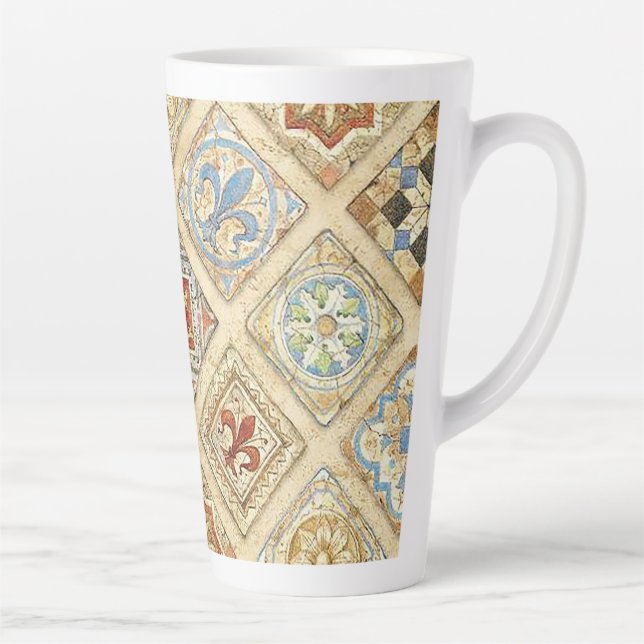 Taza De Café Latte Mosaico Cerámico Medieval Crowne Fleur De Lis (Derecha)