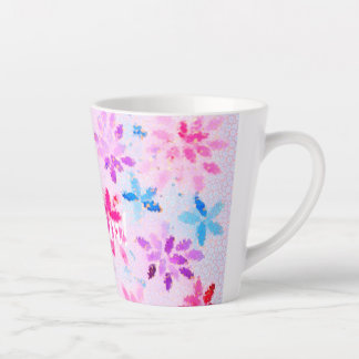 Taza De Café Latte Mosaico floral inspirador "¡Sueña!" | Artístico