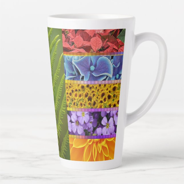Taza De Café Latte mosaicos de flora (Derecha)