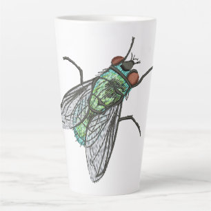 Taza De Café Latte Mosca de la casa de botella verde realista