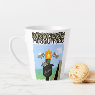 Taza De Café Latte Mosquitos de Wisconsin Dibujo Animado - Campamento