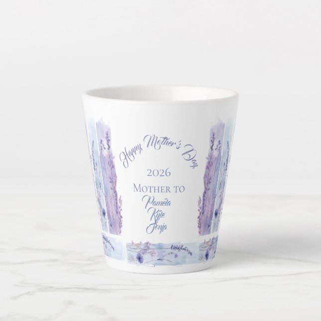 Taza De Café Latte Mother's Day 2026 Brush Strokes Wildflowers  (Anverso)