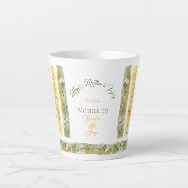 Taza De Café Latte Mother's Day 2026 Brush Strokes Wildflowers  (Anverso)
